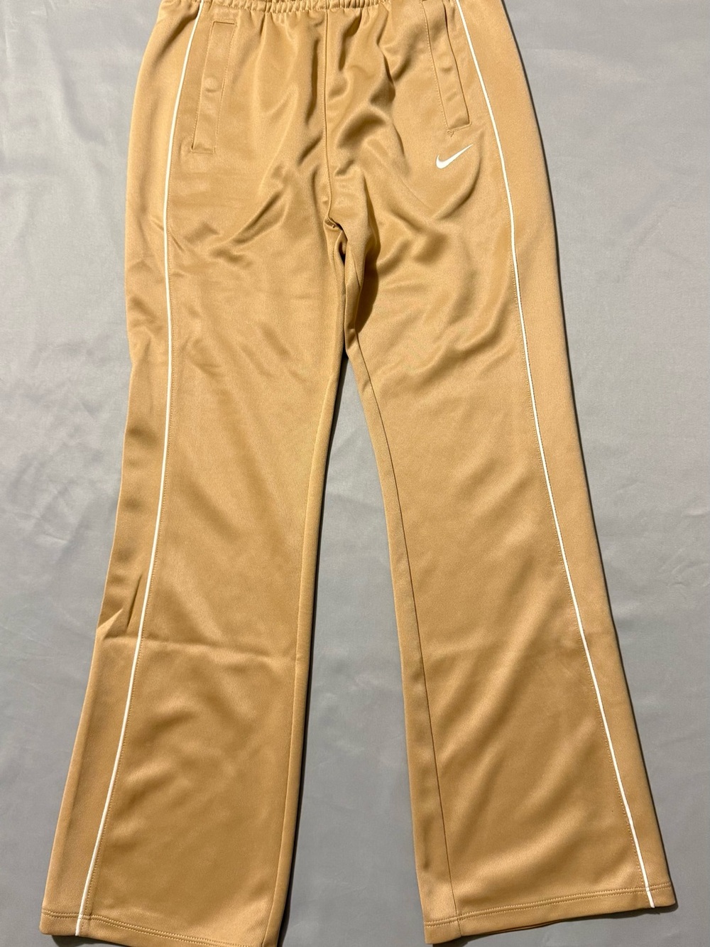 Nike Kids Tan Track Pants with White Piping